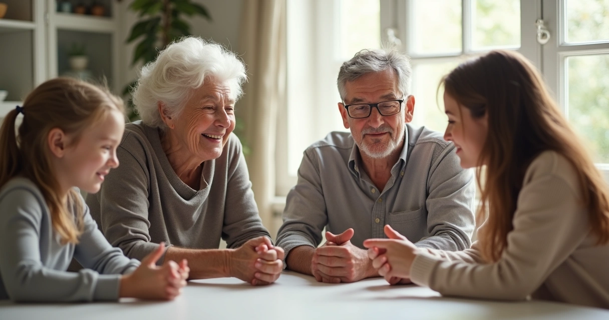 Generations of a family sitting together showing bridge of communication