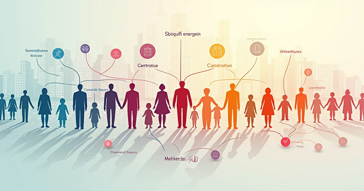 Visual map of generational family connections and roles
