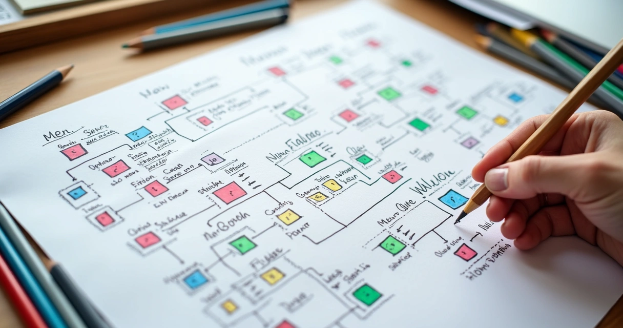 Genograma familiar colorido desenhado à mão