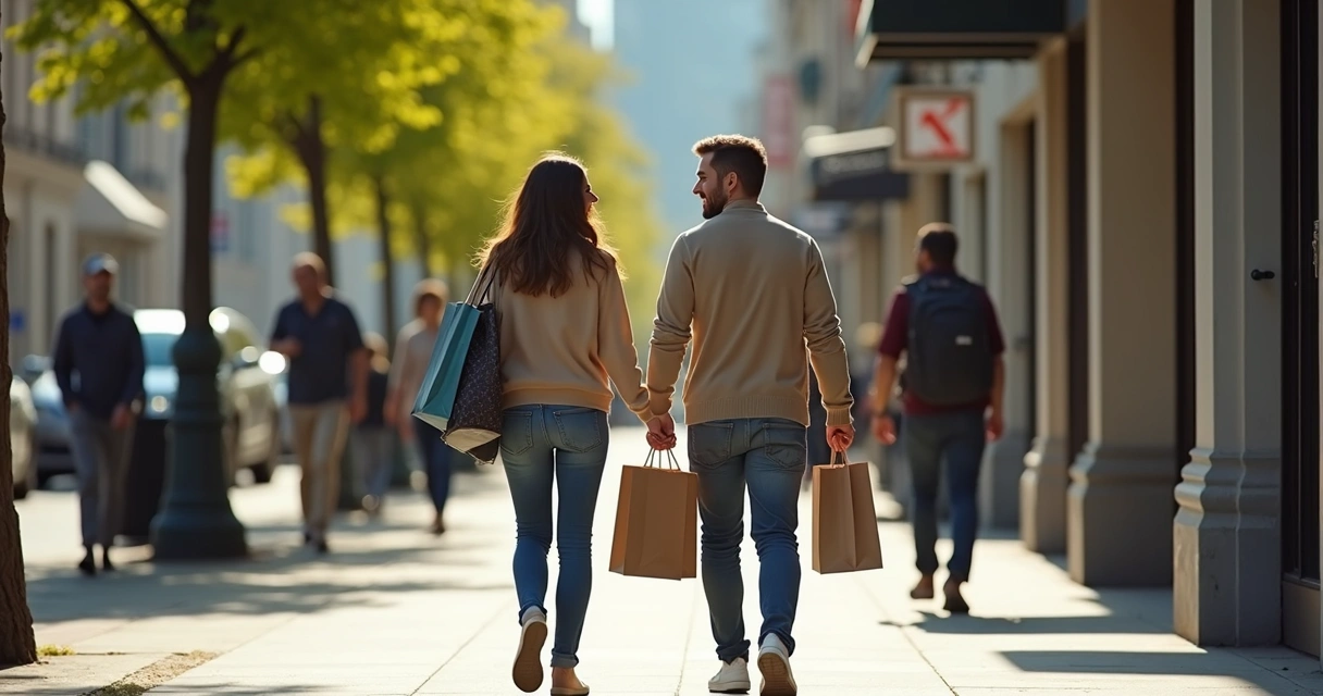 Pessoa ajudando outra a carregar sacolas na rua 
