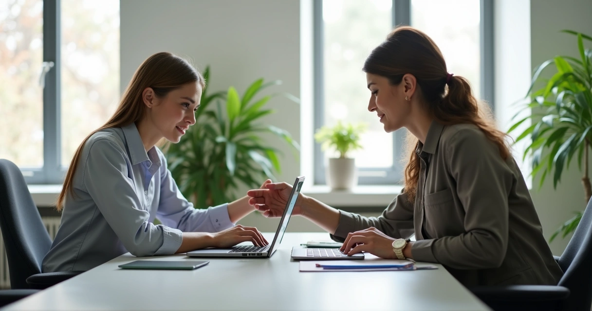 Uma pessoa oferecendo ajuda a um colega no ambiente de trabalho 