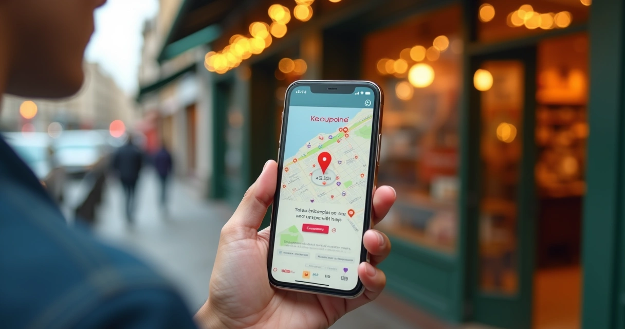 Cupom digital ativado em smartphone ao entrar em loja 