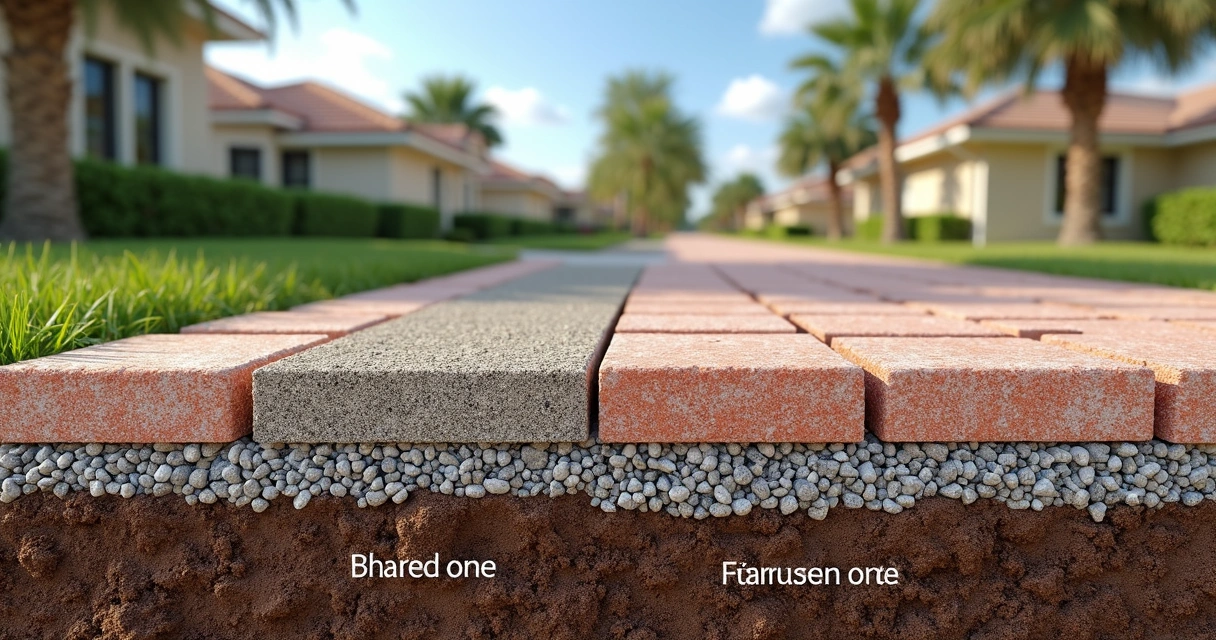 Visual comparison of base stabilization with and without geotextile fabric 