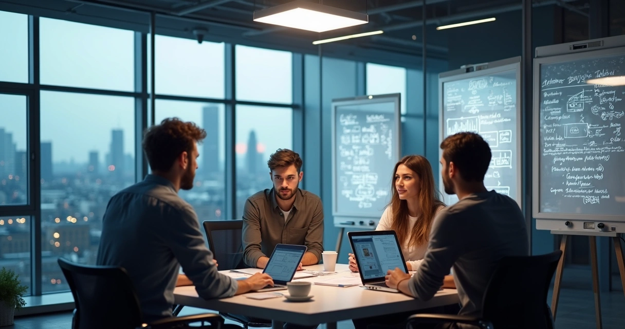AI team working in German tech office 