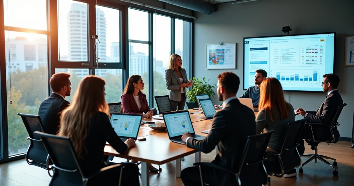 Team discussion in a modern German innovation hub office 