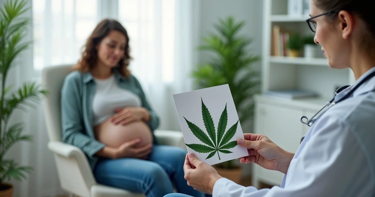 Gestante recebendo orientação médica sobre THC 