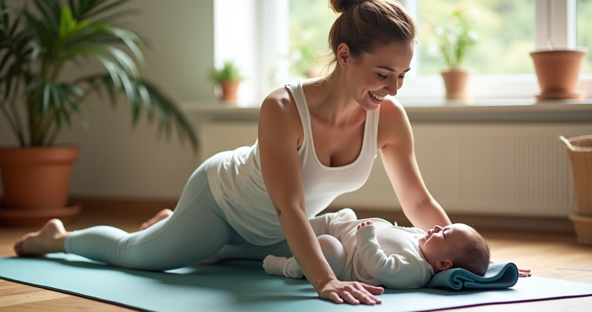 Gestante fazendo exercício pós-parto
