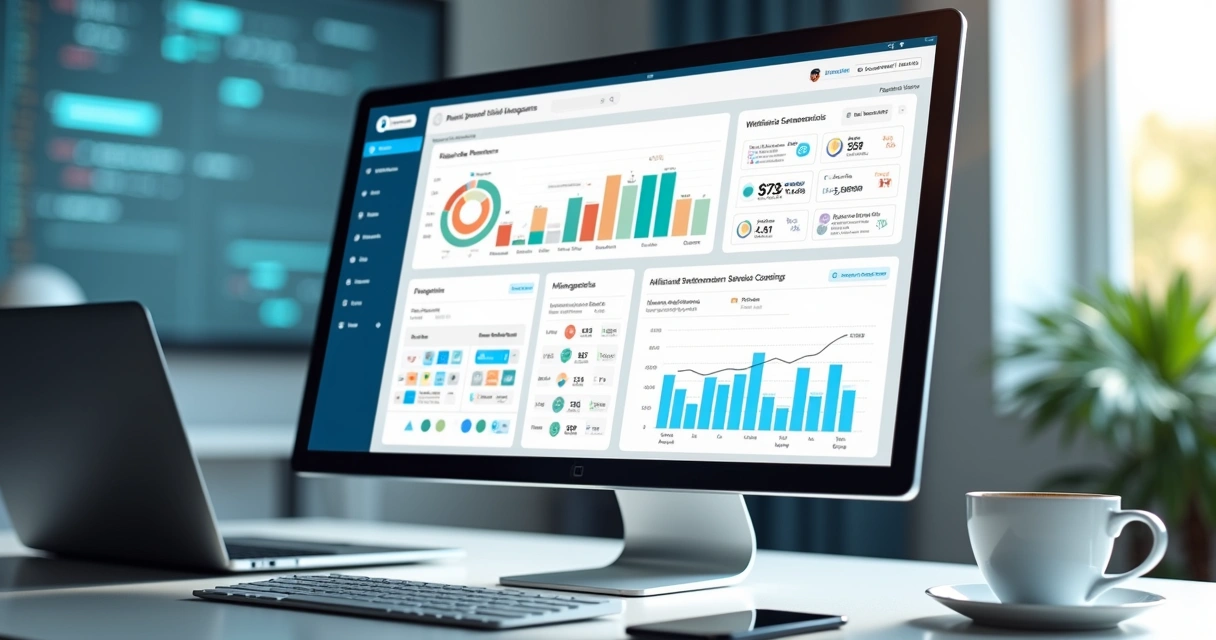 Tela de computador mostrando painel moderno de gestão de afiliados para ecommerce com gráficos de desempenho, cupons rastreáveis e integração com Loja Integrada 