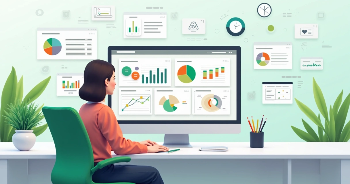 Professor analisando gráficos de desempenho estudantil online 