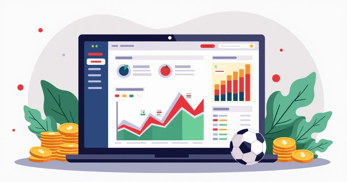 Gráfico de controle de banca para apostas em escanteios com fichas e planilhas ao redor