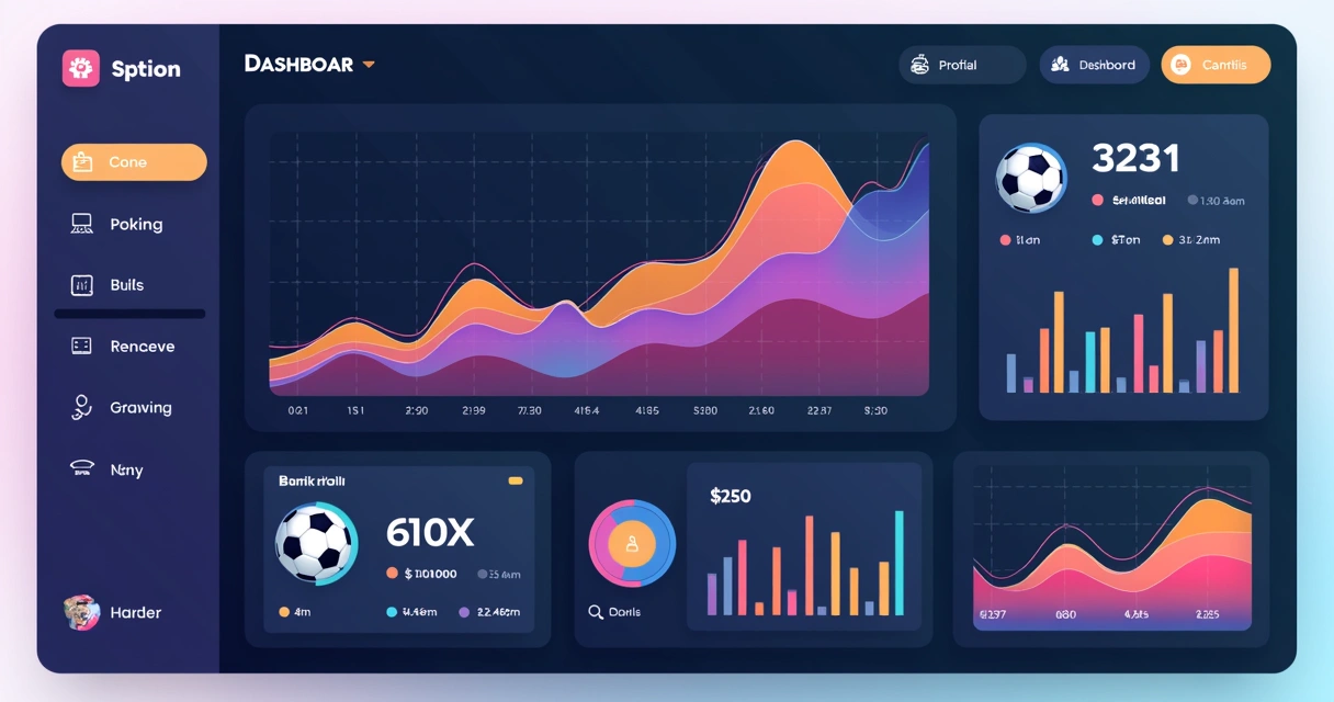 Dashboard digital mostra evolução da banca de apostas com gráficos 
