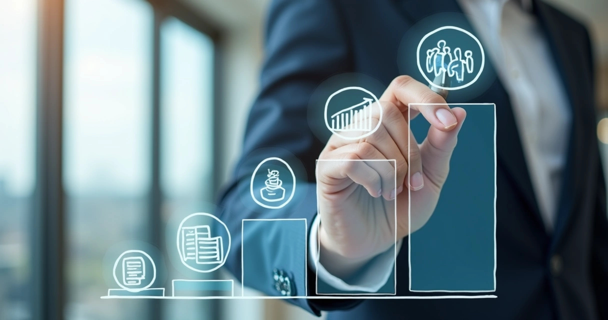 Crescimento de carreira do trabalhador autônomo com gráfico.