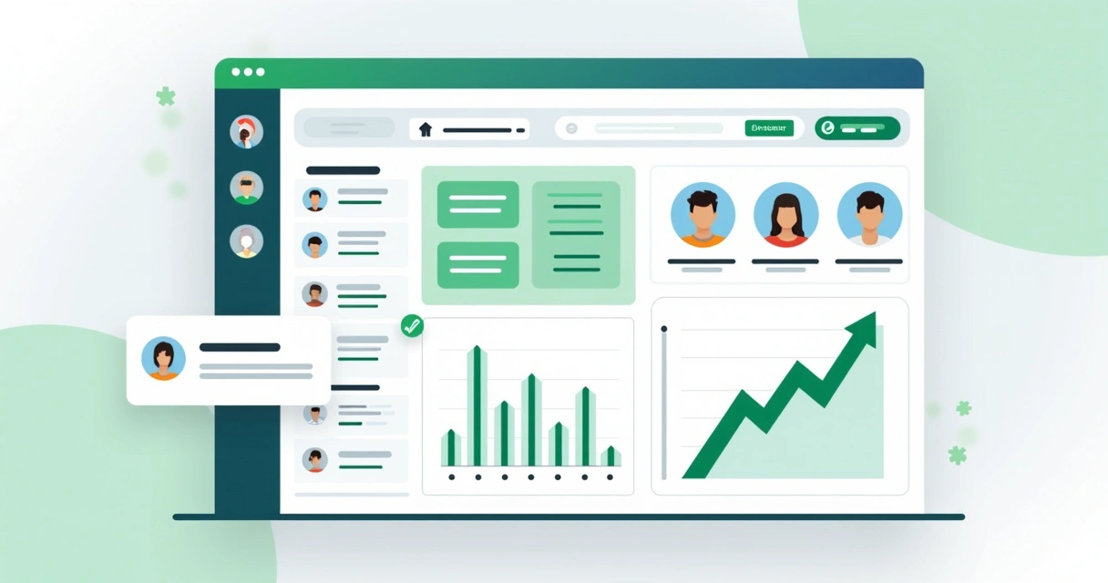 Gestão de pedidos e estoque de catálogo digital em painel administrativo, com gráficos e listas. 