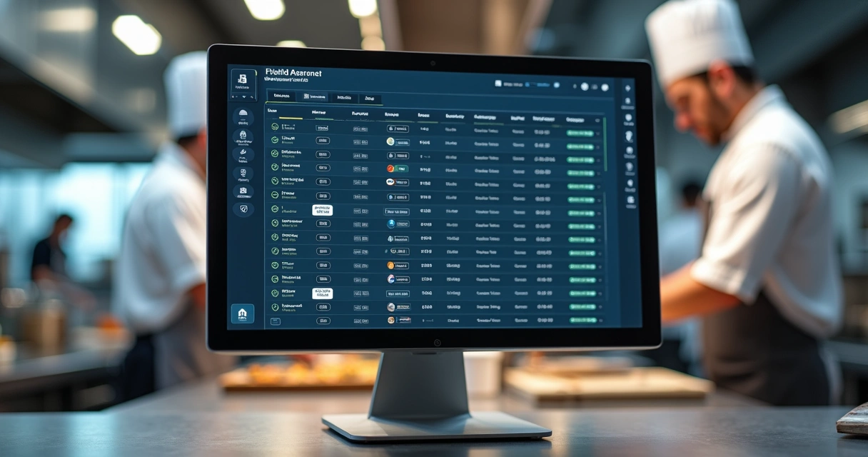 Tela de computador com sistema de gestão centralizada aberto mostrando vários pedidos