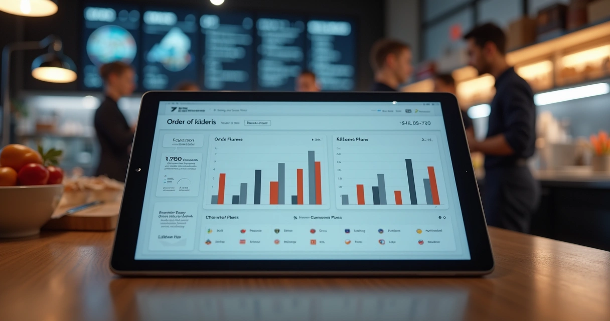 Painel digital mostrando dados integrados de gestão de delivery
