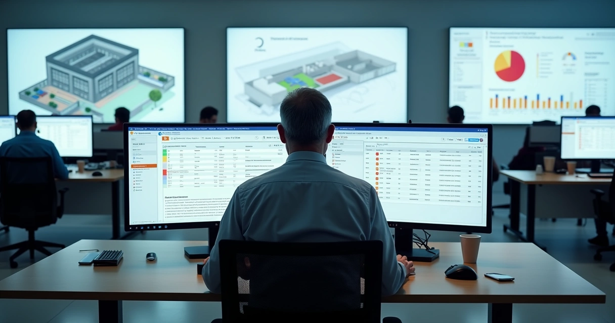 Painel com gestor analisando chamados técnicos em operação predial 