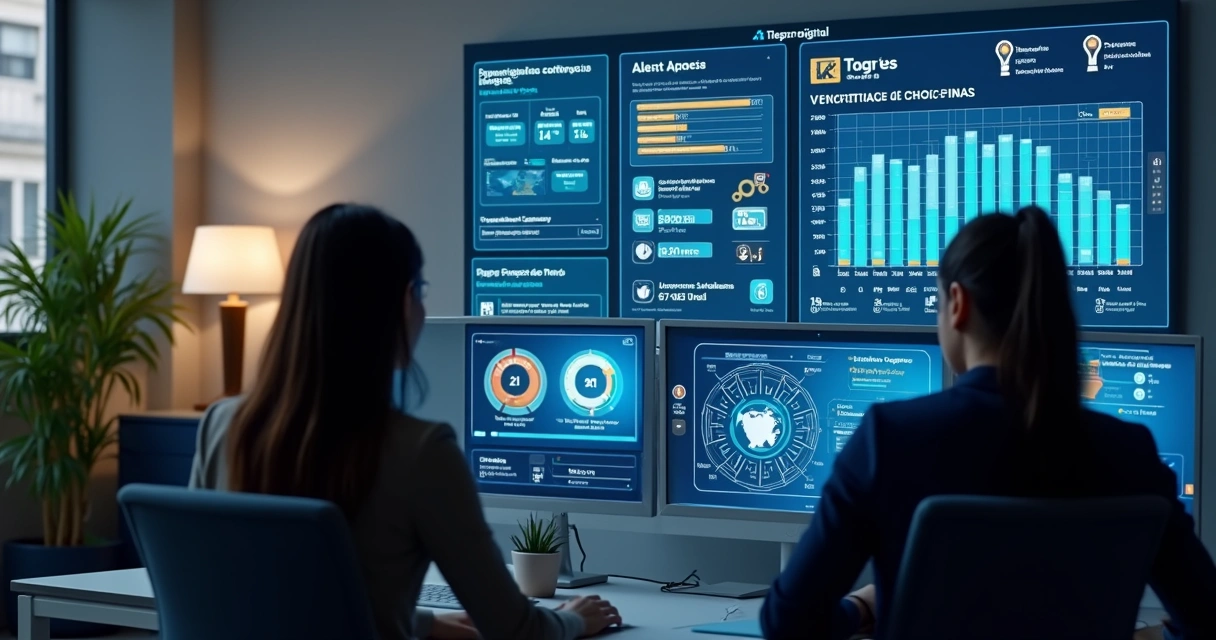 Tela de um sistema moderno com dashboard de checklist de treinamentos, gráficos e alertas visuais 