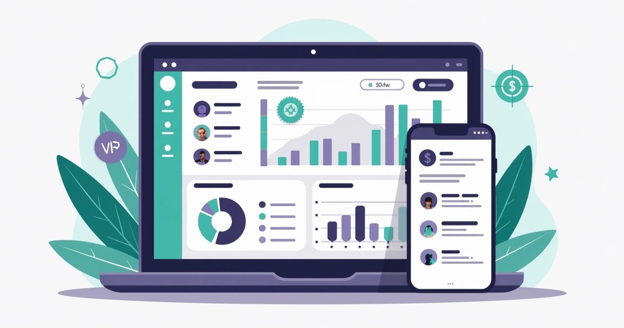 Painel com clientes e métricas 