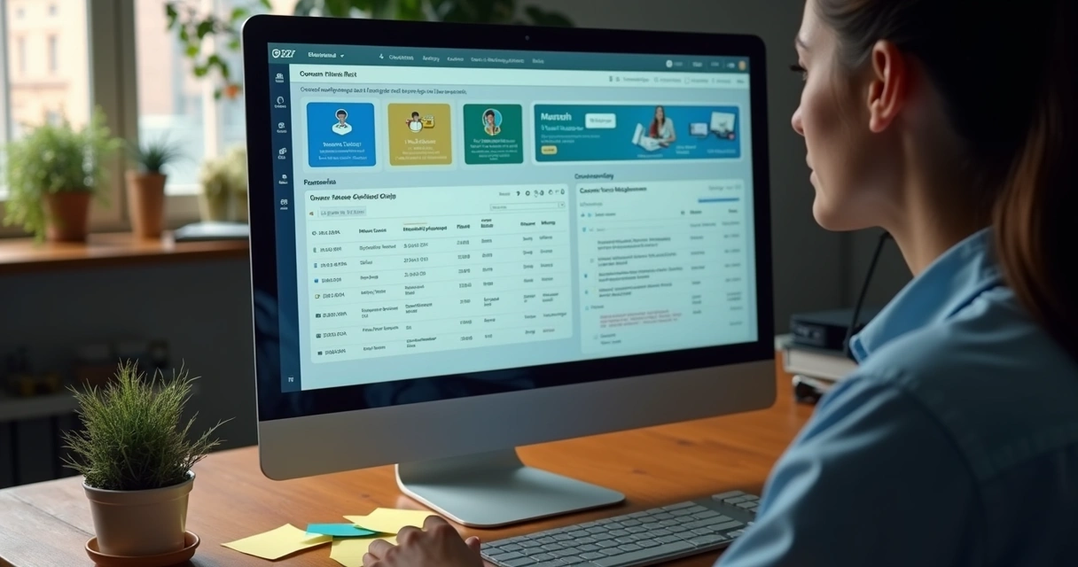 Gestão digital de cobranças imobiliárias na tela de computador