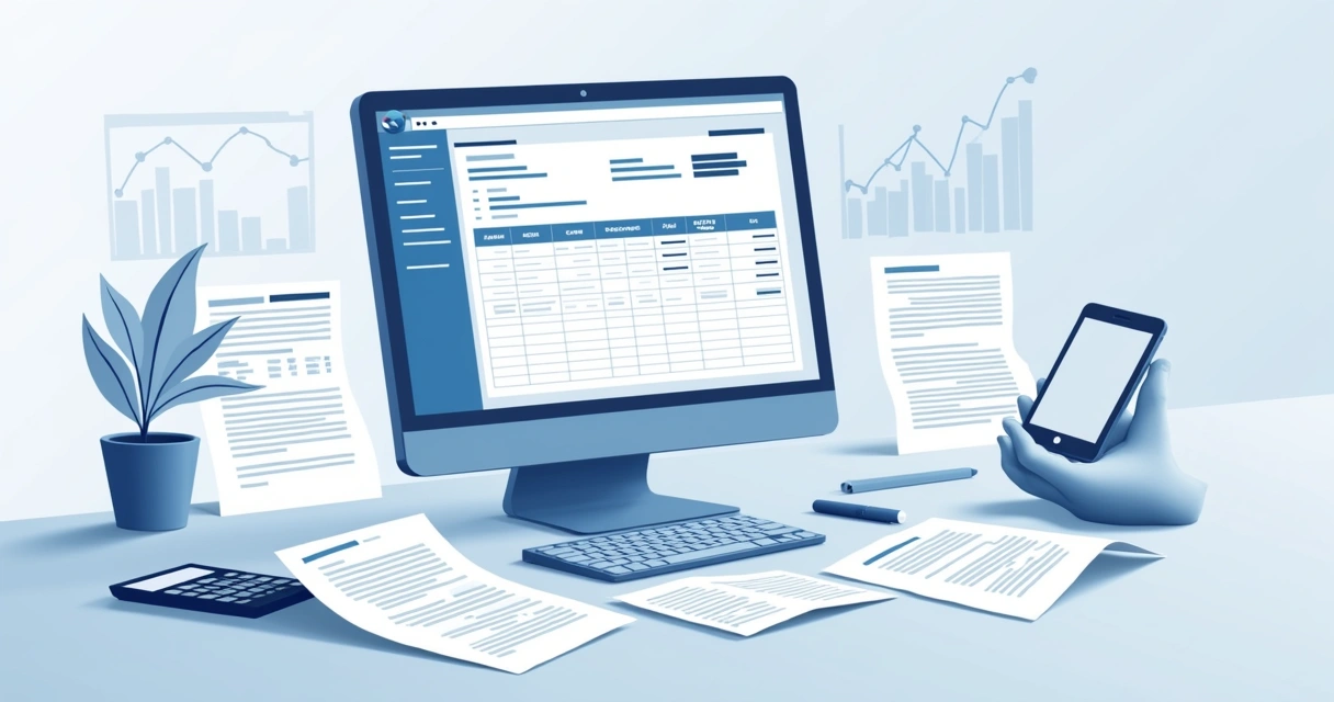 Gestão de cobrança com planilhas e computador 