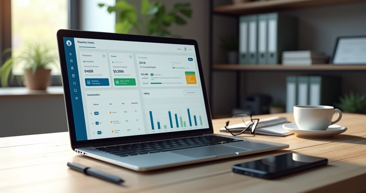 Profissional organizando cobranças recorrentes em um painel financeiro digital 