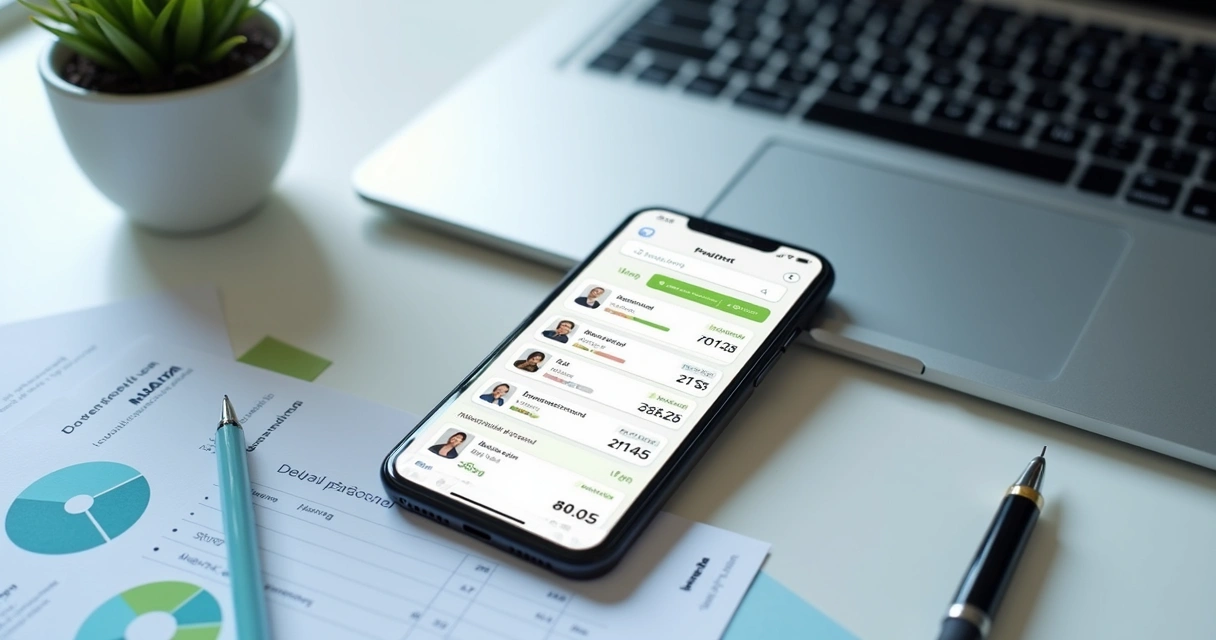 Tela de app de orçamentos com cliente e proposta em acompanhamento 