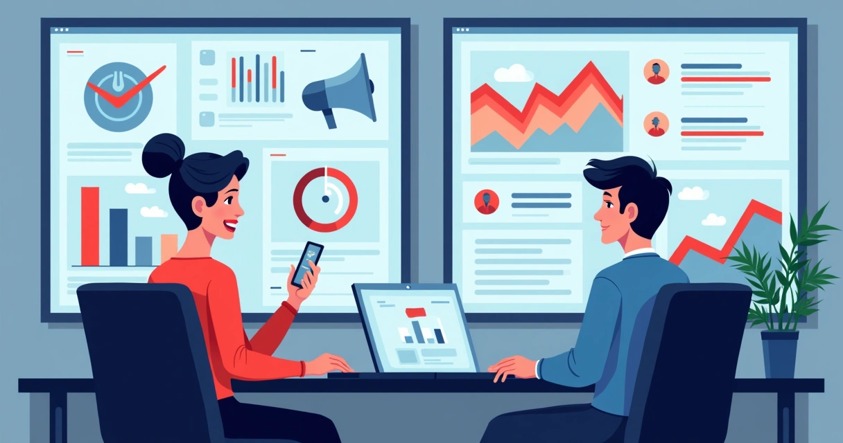 Equipe de comunicação reunida diante de computador monitorando redes sociais em tempo real