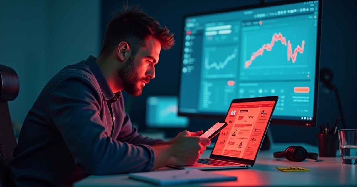 Gestor de marketing segurando celular com comentários negativos nas redes sociais 