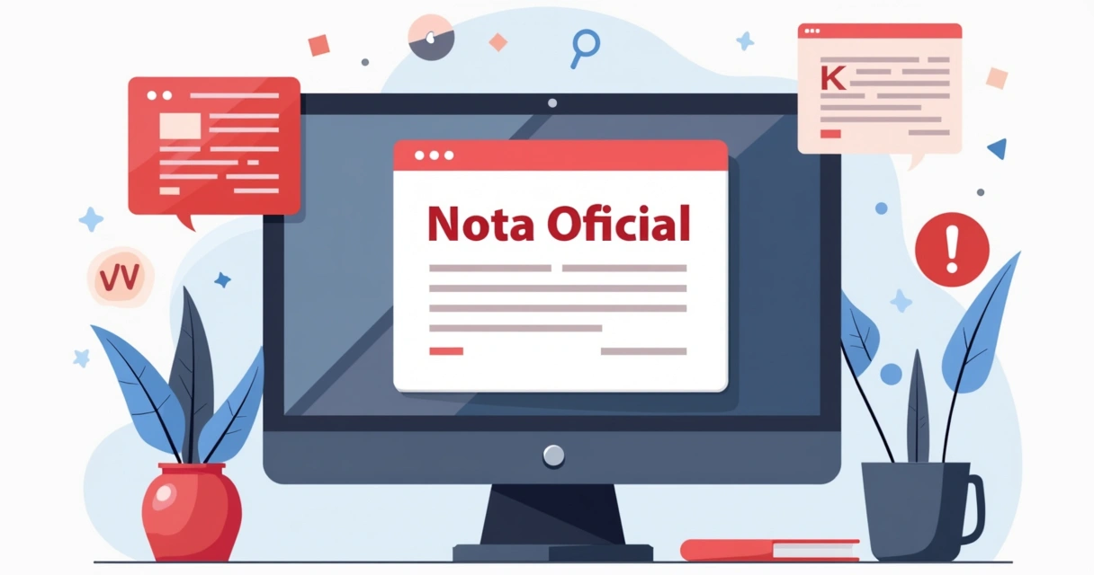 Publicação de nota oficial em site político durante crise