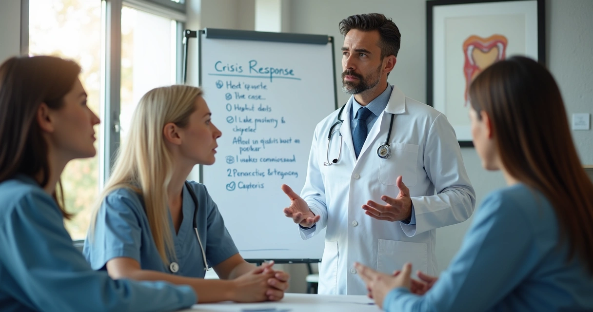 Profissional resolvendo crise em clínica odontológica 