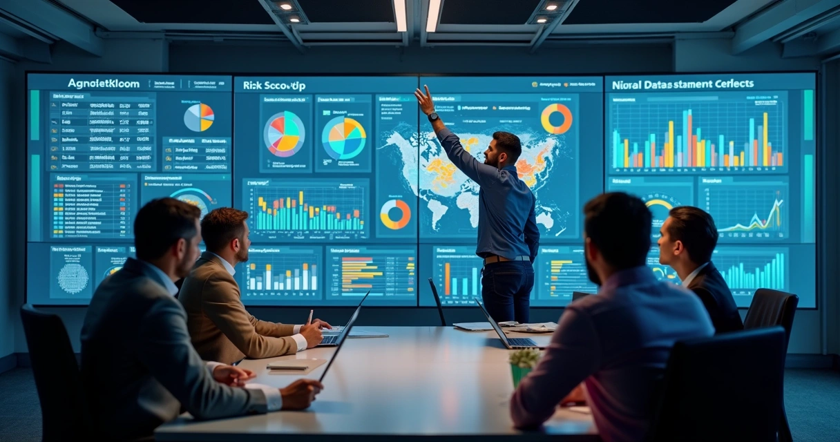 Gerente analisa dashboard de dados na tela do computador