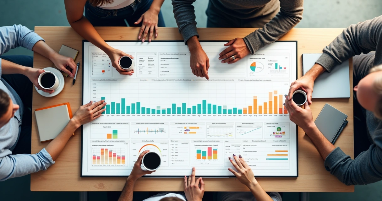 Planilha colaborativa com dados de equipe e indicadores visuais 