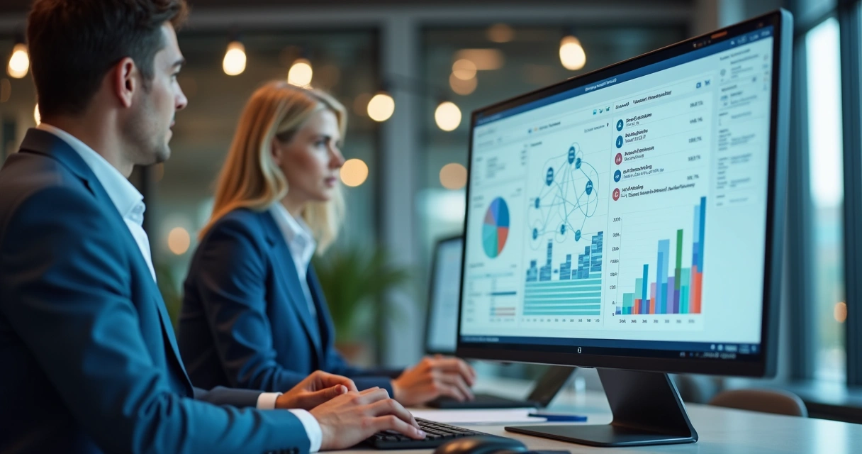 Painel de dados de vendas B2B em tela de computador