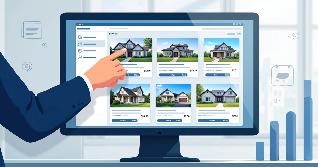 Tela de plataforma imobiliária com gestão de imóveis 