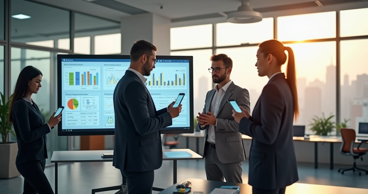 Colaboradores usando relógios de ponto eletrônicos e sistema de controle digital em escritório moderno 