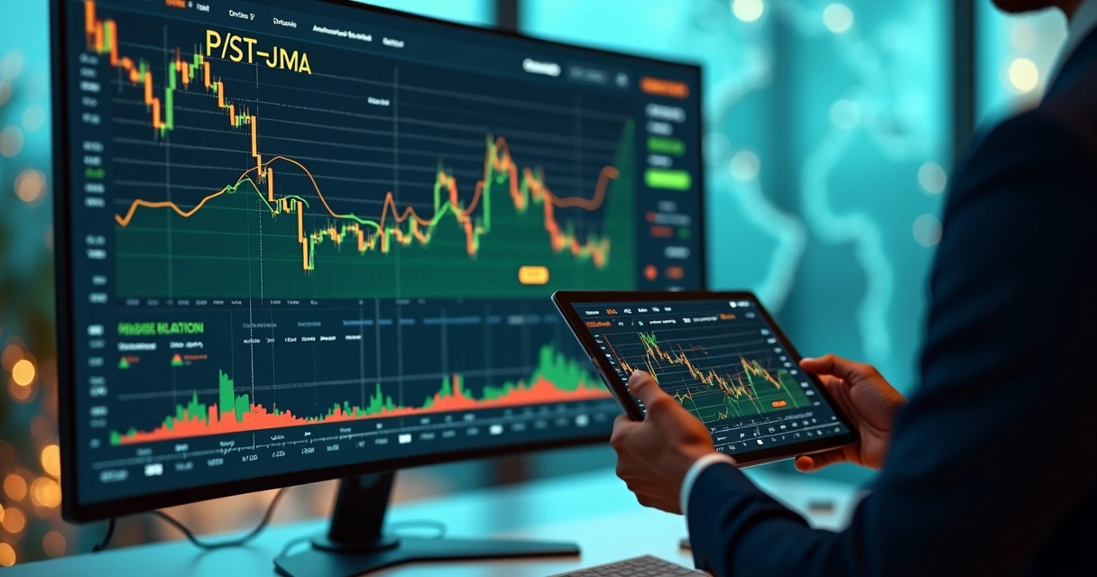 Tecnologia digital de gestão de risco em agronegócio com gráficos e commodities na tela de computador 