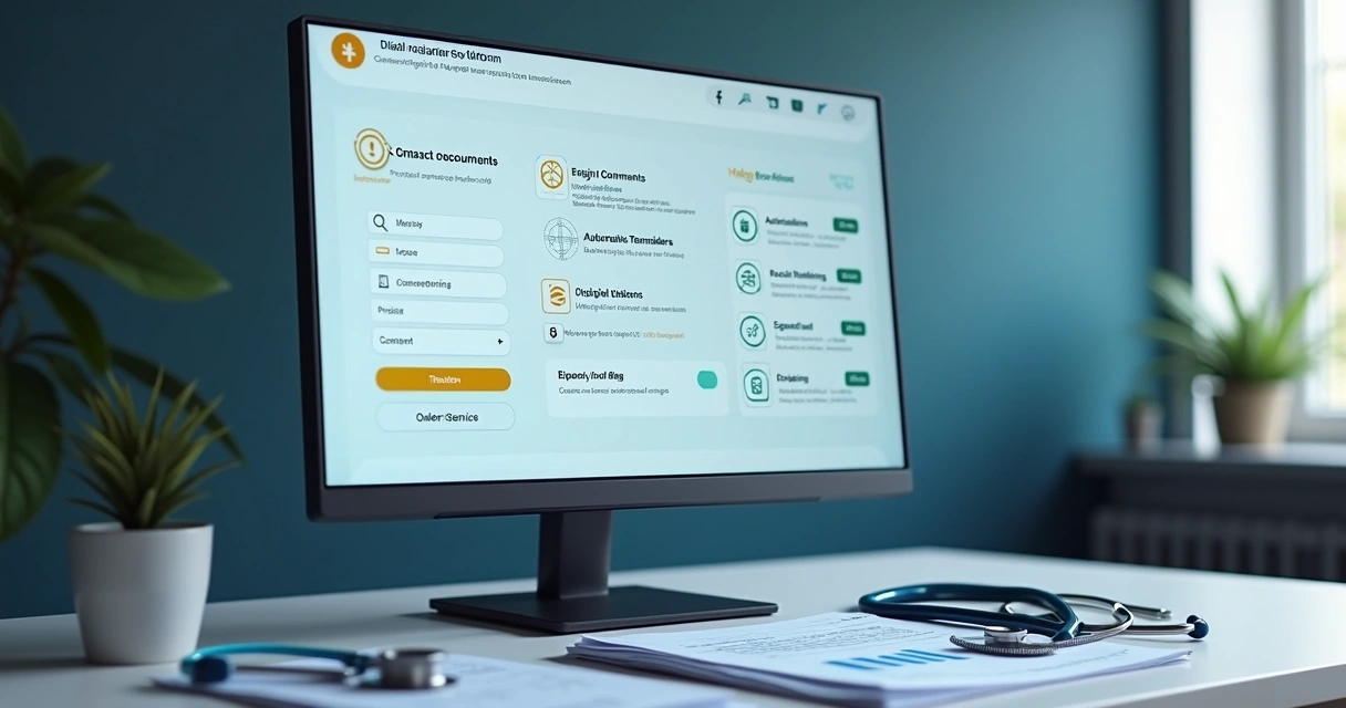 Tela de plataforma de gestão de documentos médicos 