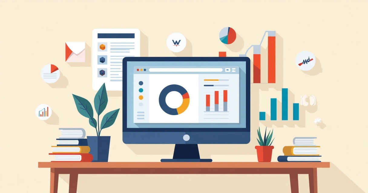 Tela de plataforma de gestão imobiliária com documentos digitalizados e gráficos coloridos no fundo 