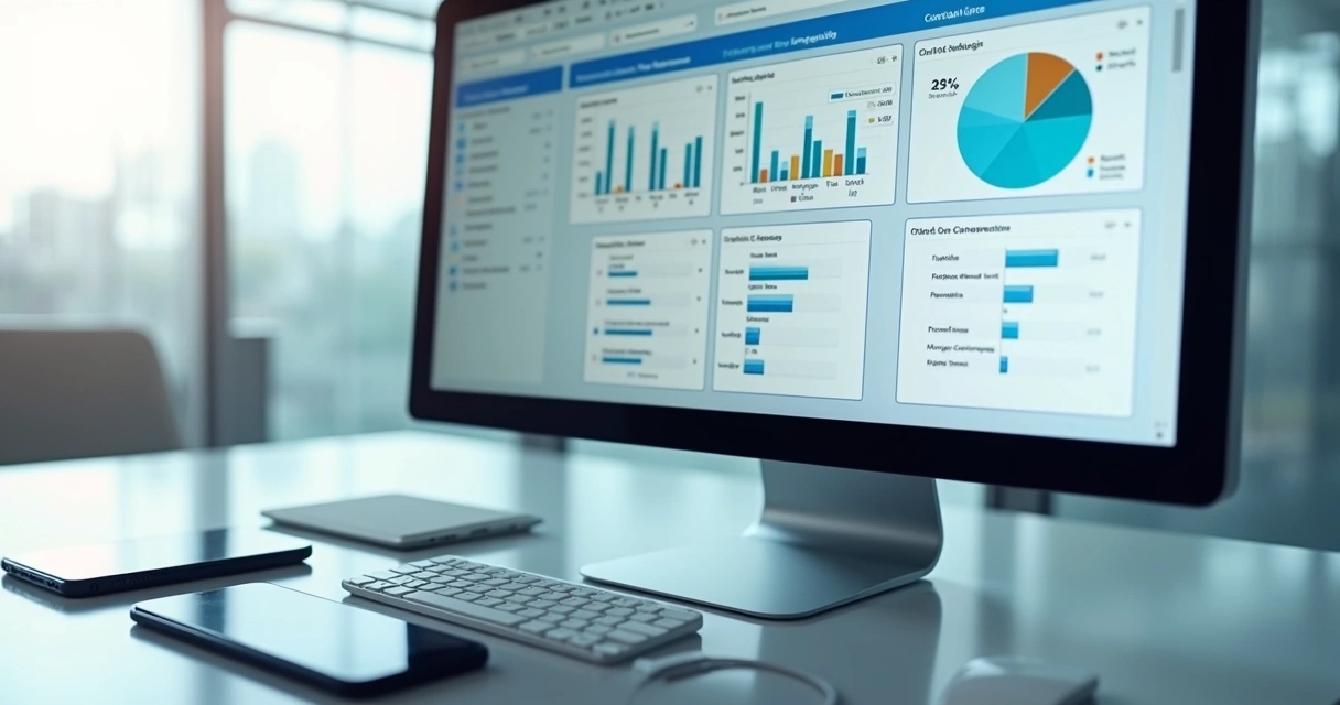 Dashboard de gestão de dispositivos móveis com dados corporativos isolados 
