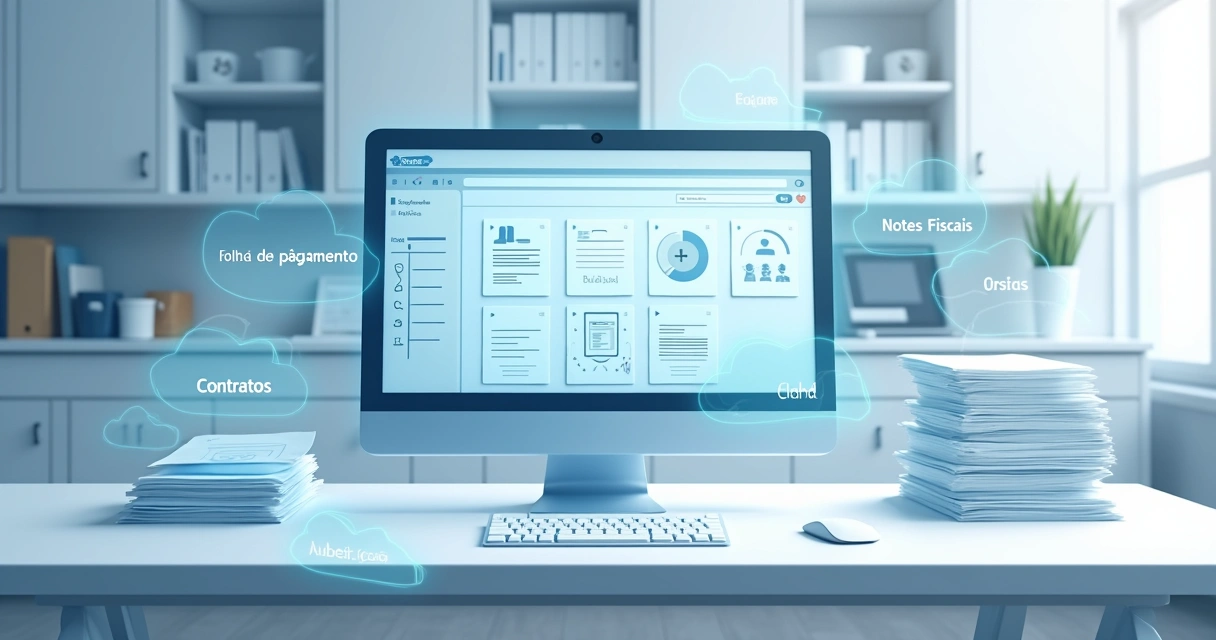 Organização digital de arquivos médicos em um computador de clínica