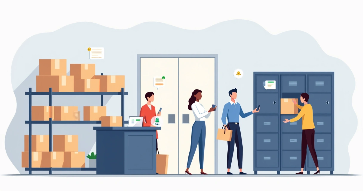 Área de recebimento de encomendas de condomínio com controle digital organizado 