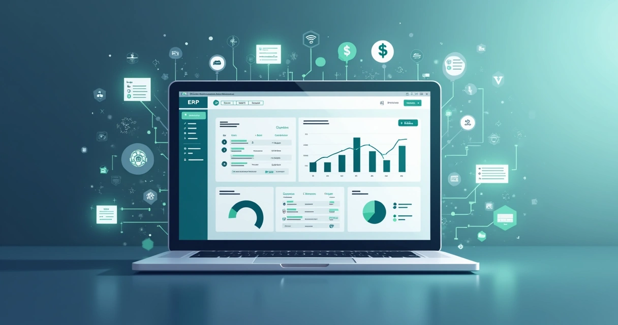 Tela de ERP mostrando vendas, estoque e financeiro conectados 