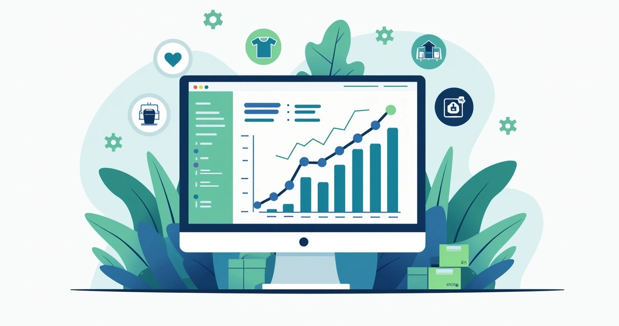 Gestão de estoque em uma plataforma digital com gráficos e pedidos aparecendo na tela