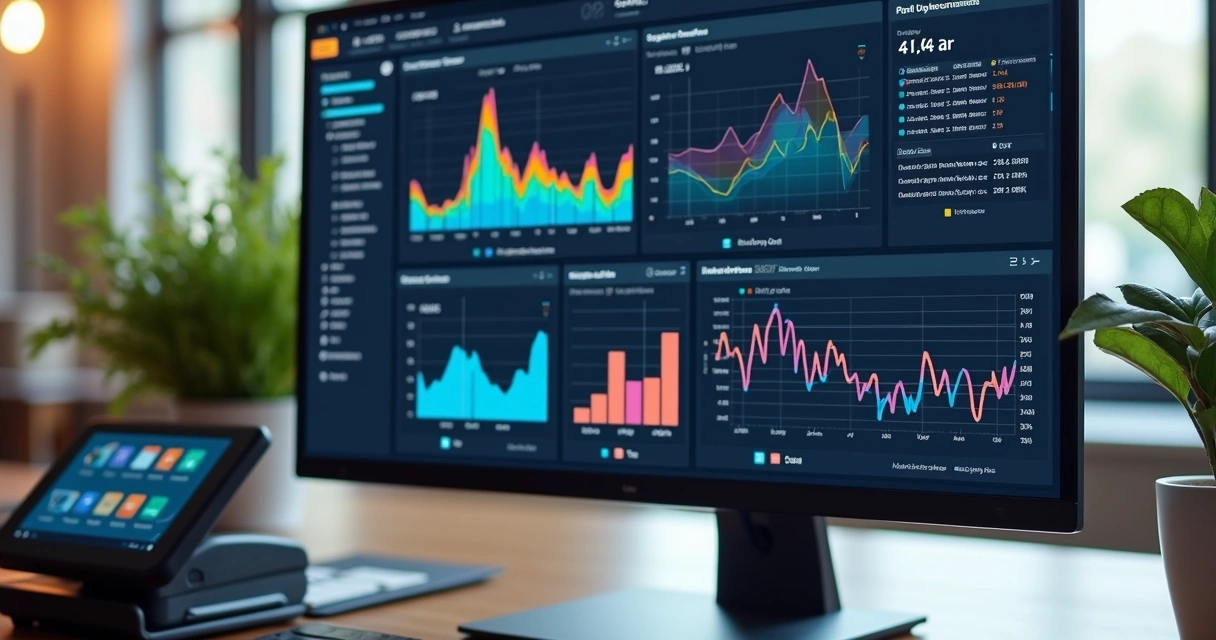 Tela de sistema ERP mostrando estoque unificado entre loja física e e-commerce em ambiente moderno e claro 