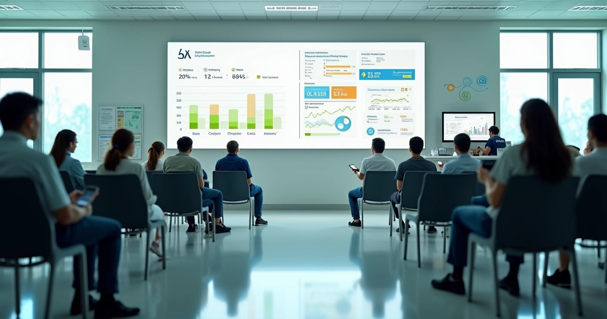 Painel digital de filas em hospital público com destaque para inteligência artificial 