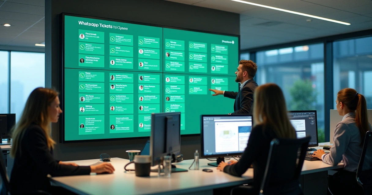 Painel de gestão de filas de atendimento no WhatsApp visualizado em tela de computador 