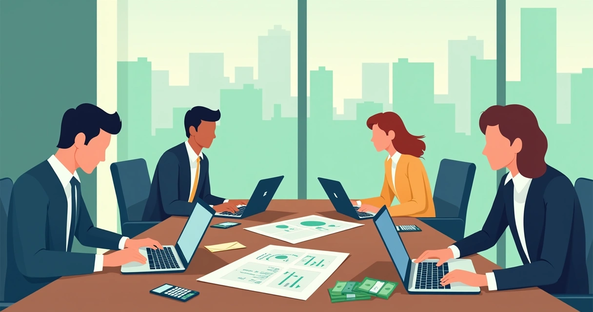 Equipe analisando orçamento de campanha eleitoral em planilhas 