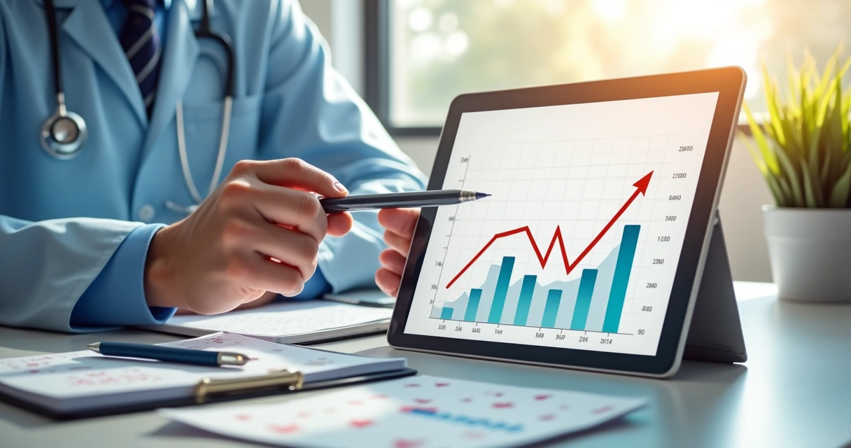 Gráfico financeiro em análise por veterinário em clínica 