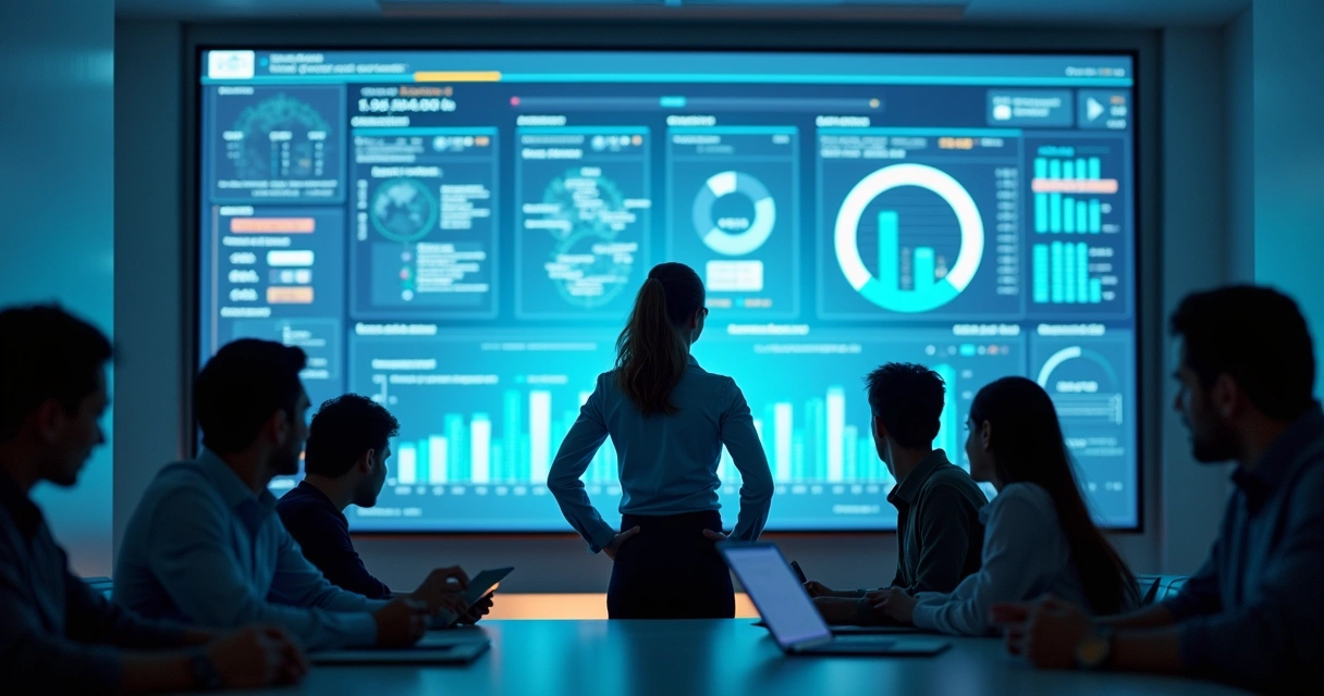 Gestor analisando fluxo de caixa em plataforma digital moderna 