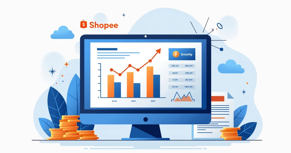 Tela de gestão financeira em aplicativo de vendas Shopee 